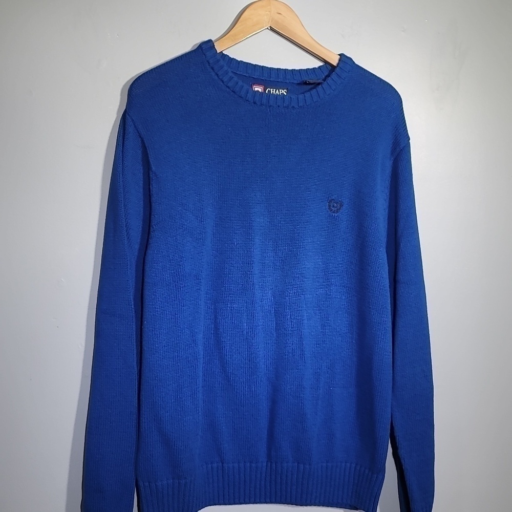 Chaps Men's Scoop Neck Blue Knit Sweater